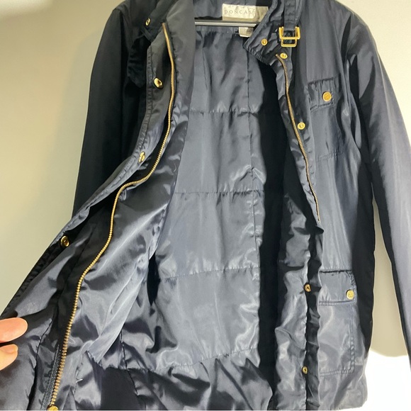 Doncaster 50/50 Down/Feather Fill Navy Gold Hardware Full Zip Pockets Coat Sz 8 - Picture 11 of 16